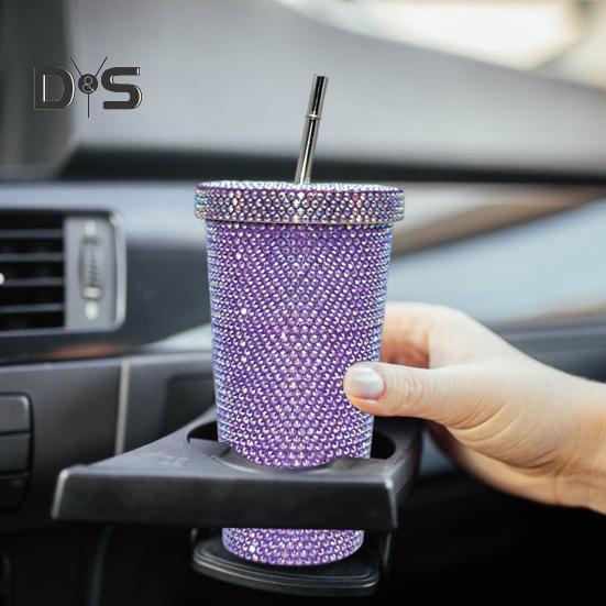 Термокружка со стразами из нержавеющей стали, термостакан с крышкой и соломинкой, бутылка для воды со сверкающими стразами, подарок на День святого Валентина