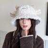 Cute Lamb Ears Plush Women's Bucket Hat - New for Autumn/Winter 2025, Warm Basin Hat with Face-Slimming Style