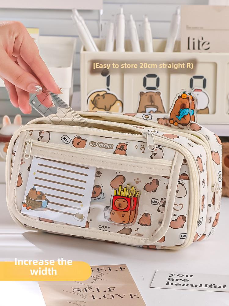 Пенал для девочек Capybara: Вместительный, стильный дизайн для учеников начальной и средней школы.