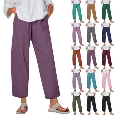 Женские повседневные брюки, модные однотонные брюки с карманами и эластичной резинкой на талии