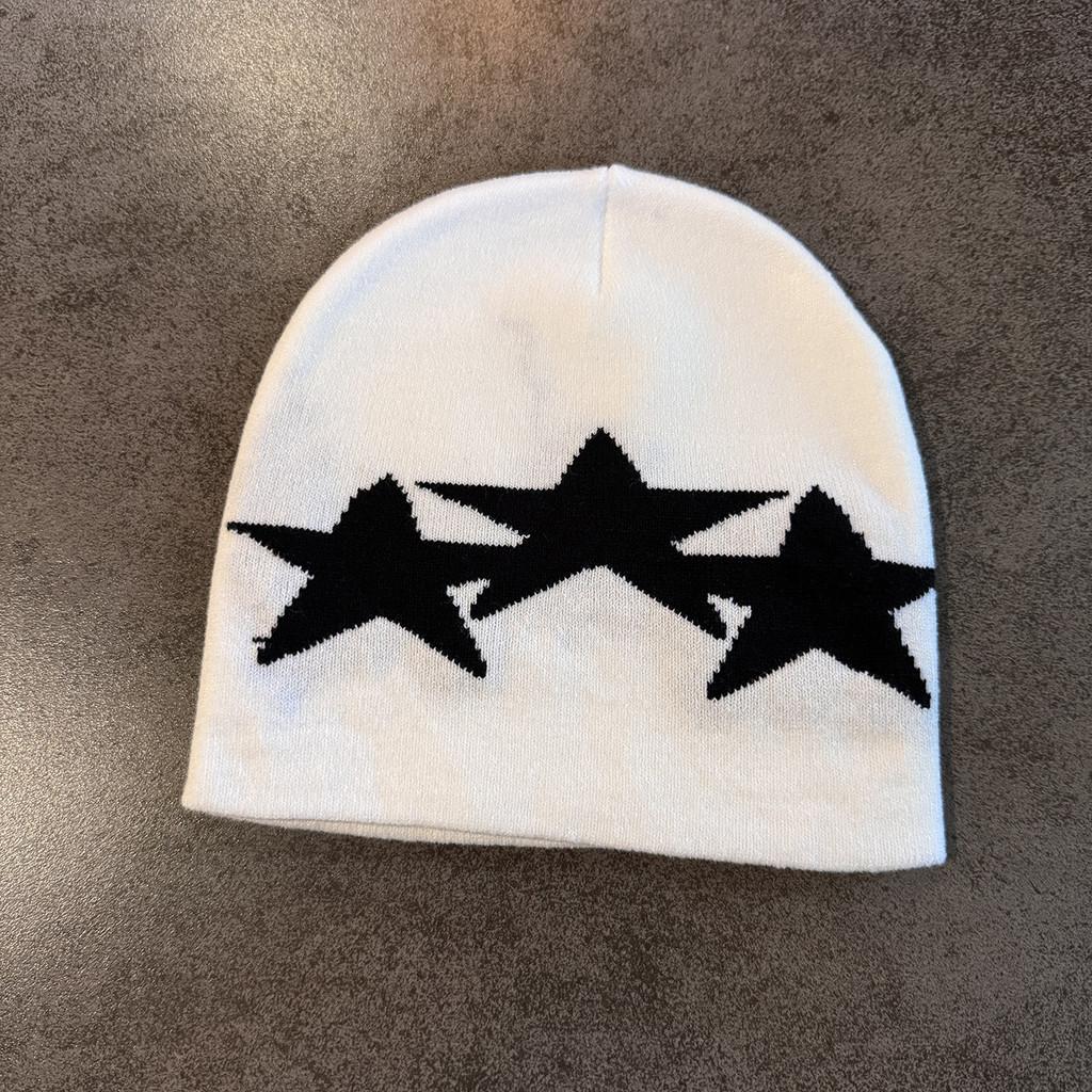 Winter Fall Beanie Knitted Cap With Star Pattern For Casual Streetwear Gift