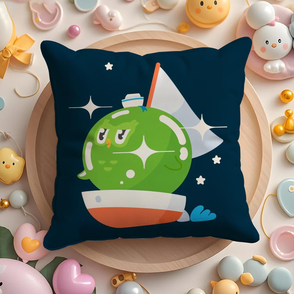 Cute Cartoon DDuolingos Pillow Case Soft Plush Fabric DoubleSided Printed Cushion Cover Warm Winter Sofa Pillow Case