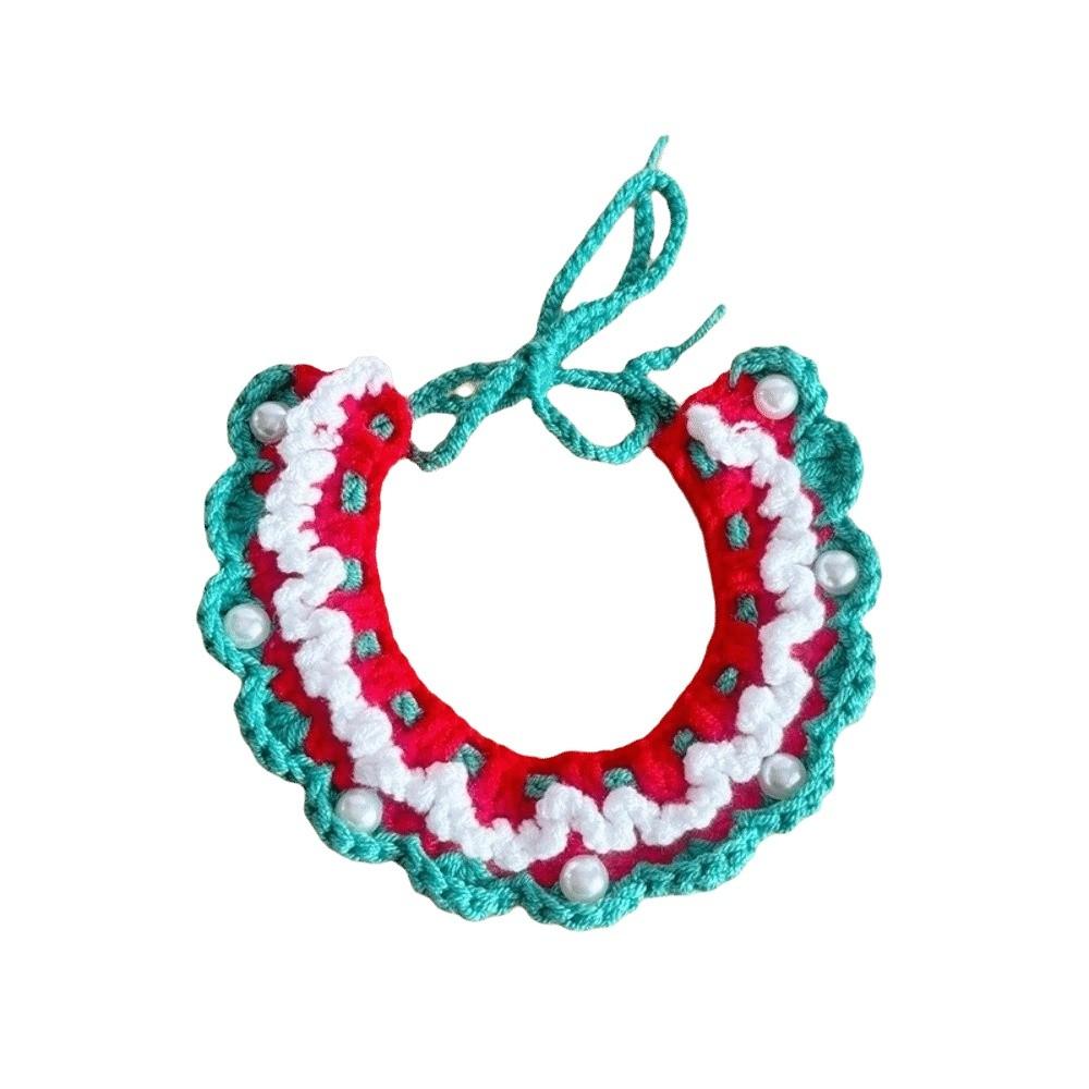 Red Bowknot Christmas Pet Neckwear Yarn Pet Holiday Bib Xmas Puppy Outfit Cat Santa Hat New Year
