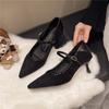 Модные туфли-лодочки на kitten heel с заостренным носком, однотонные, с флисовой подкладкой, на одной ремешке, с мягкой подошвой, противоскользящие, износостойкие, низкие