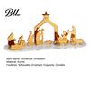Modern Acrylic Craft Christmas Ornament, Mirrored Golden Silhouette Scene, Decorative Tabletop Decorations Desktop Display for Holiday Living