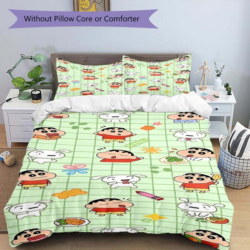 3pcs Duvet Cover Set (1*Duvet Cover + 2*Pillowcase, Without Core), Cartoon comics Print Bedding Set, Bedroom Decor, All‑Season, Birthday Gift