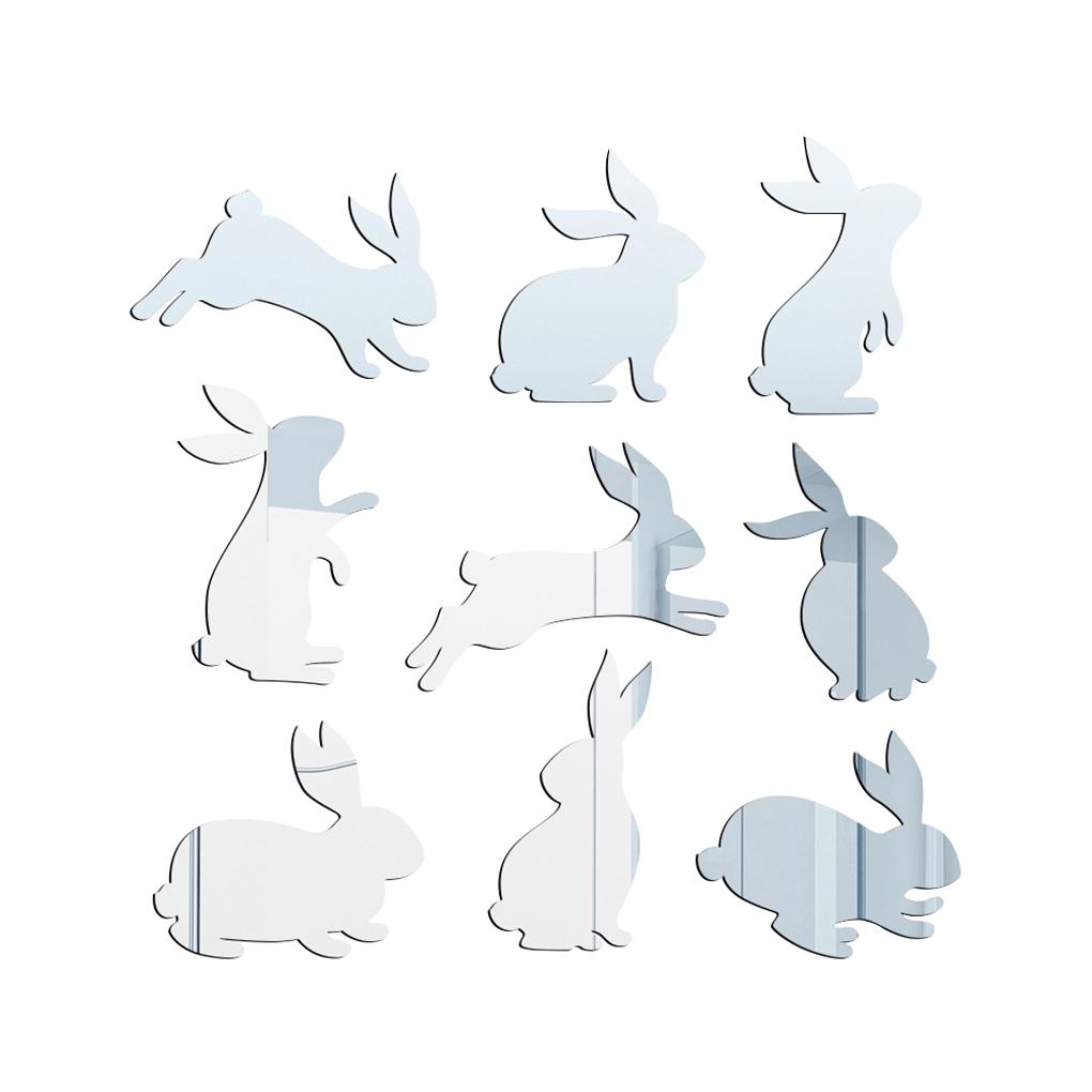 Easter Wall Sticker Acrylic Wall Decal Animal Shape Mirror Festival Paster for Home Decoration