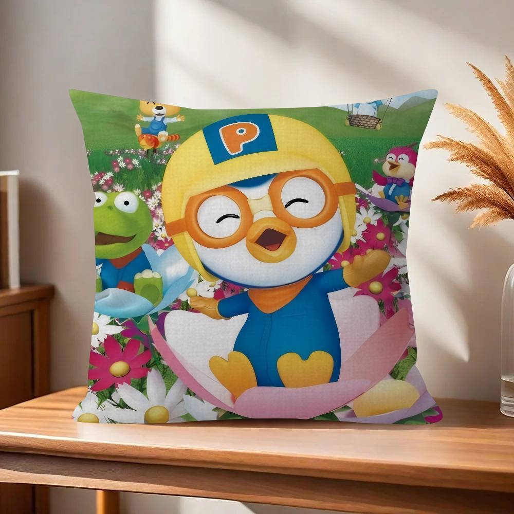 Anime cute Pororos Office Cushion Pillowcase Car Cushion CoverXCM Lumbar Pillowcase Sofa Pillowcover