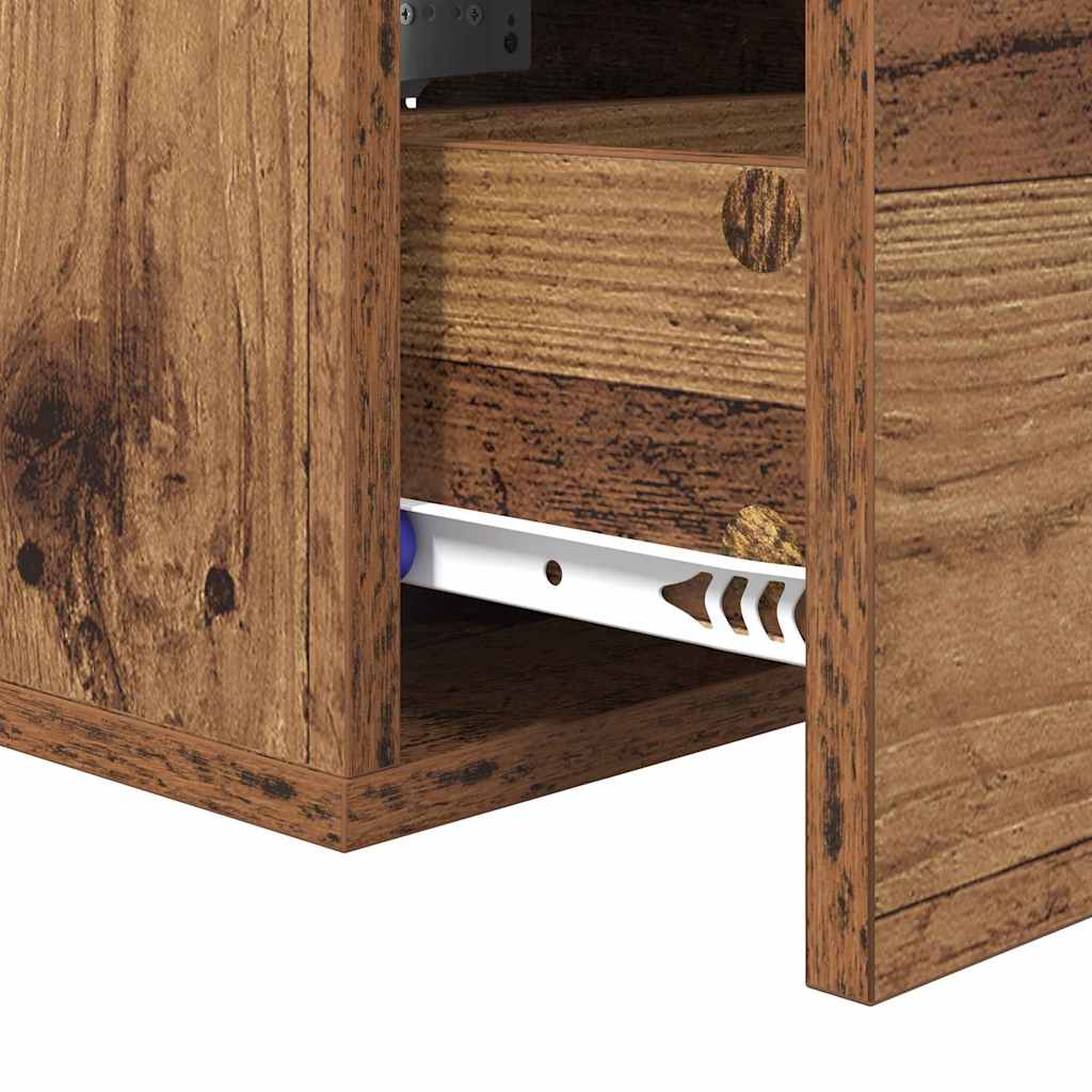 Nightstand Set of 2 Reclaimed Wood Look 35 x 35 x 20 cm Engineered Wood