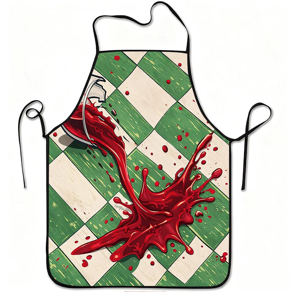 1pc Spilled Red Wine Splash Art Print Apron, Durable And Easy to Clean, Adjustable Waistband, Polyester Material, for Kitchen Cooking, Gardening, Orch