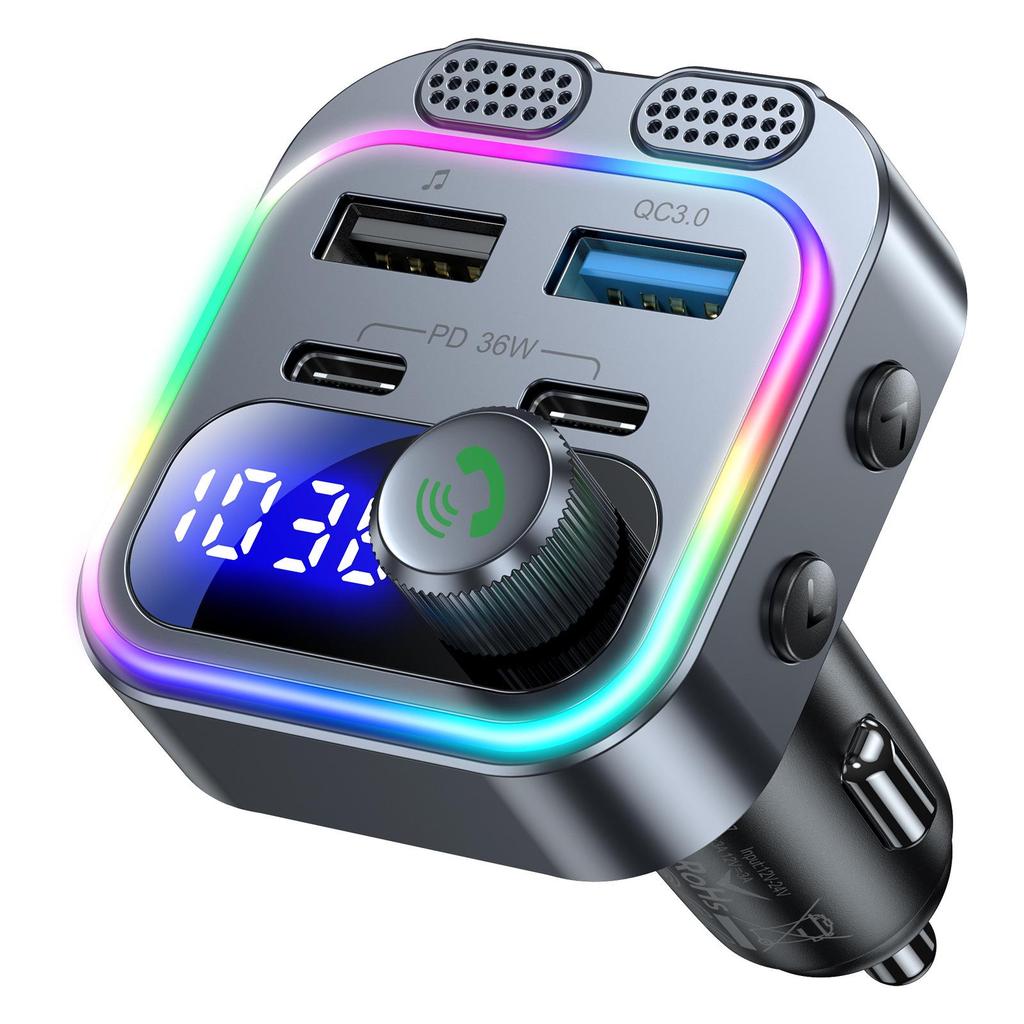 T37 Bluetooth FM Transmitter & Car MP3 Player with Dual Type-C Ports and PD36W Fast Charging