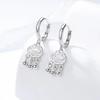 Xiangyun Ping An Lock Earrings Simple Temperament Versatile Earrings Chinese Wind Ear Jewelry Gift for Girlfriend