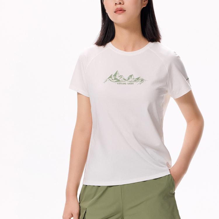 Anta Футболка Champion All-Weather Series с круглым вырезом и принтом в виде букв, с коротким рукавом, женские топы, дымчато-серый, розовый 162330118-2