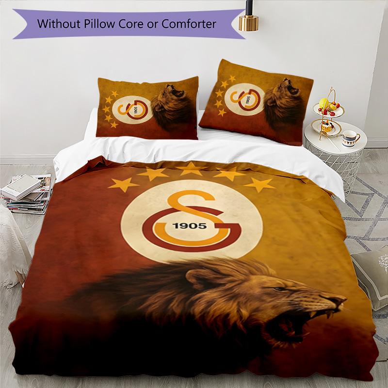 Galatasaray 3pcs Bedding Set Duvet Cover Closure Includes 1 Duvet Cover & 2 Pillowcases for All Seasons Bedroom Home Dorm Decor