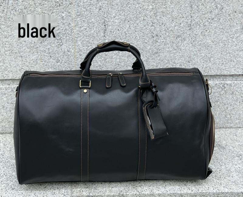 Мужская кожаная дорожная сумка с отделением для обуви - Винтажная кроссбоди ручная кладь