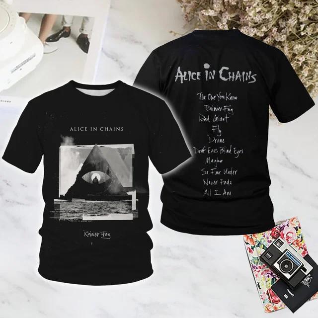 Alice In Chains Популярная Рок-футболка с 3D-печатью Летняя Новая Мужская Женская Хип-хоп Тренд Короткий рукав Свободная Повседневная Оверсайз Y2k Топ