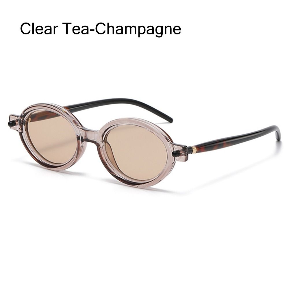 Literary Small Oval Sunglasses Punk Beach/Travel/Streetwear Glasses Flat Glasses for Women & Men