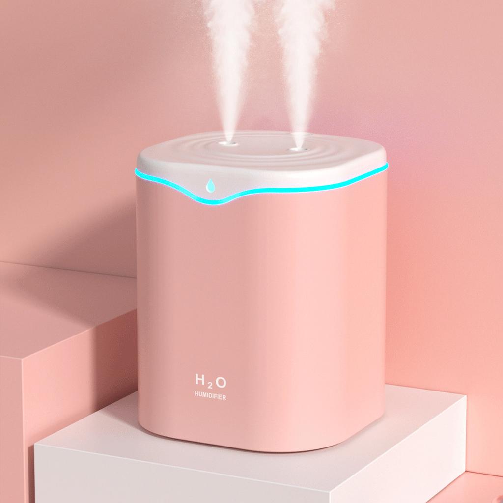 Увлажнители с двойным распылением, 2 л, со светодиодной подсветкой, портативный настольный увлажнитель с автоматическим отключением и прохладным туманом