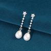 Серьги-подвески из стерлингового серебра S925 с жемчугом и стразами - Элегантные серьги-капли в роскошном гонконгском стиле