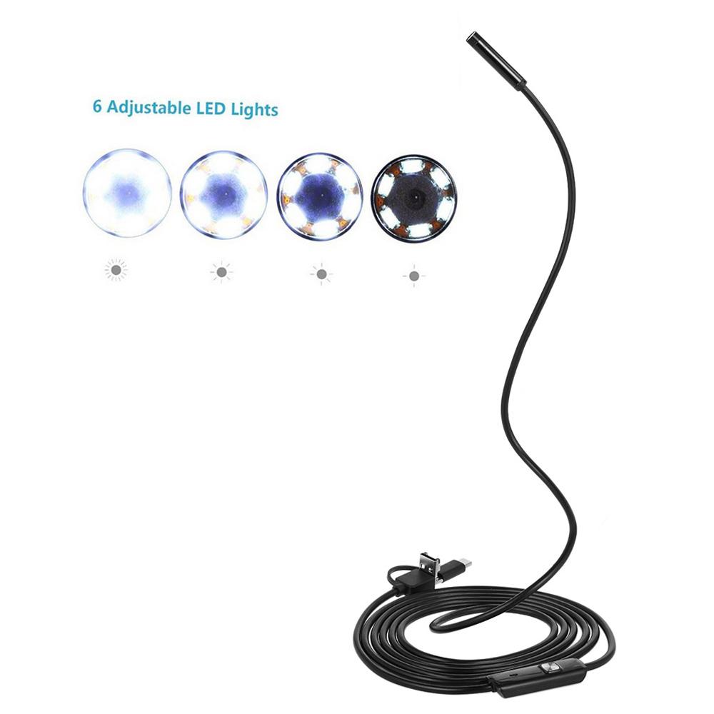 Инспекционная камера 3 в 1 Тип эндоскопа Type-C и Micro USB и USB Водонепроницаемый IP67 для телефонов Android ПК 2 м
