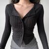 Autumn Women's Casual Solid Color Laple Collar Knitted Cardigan