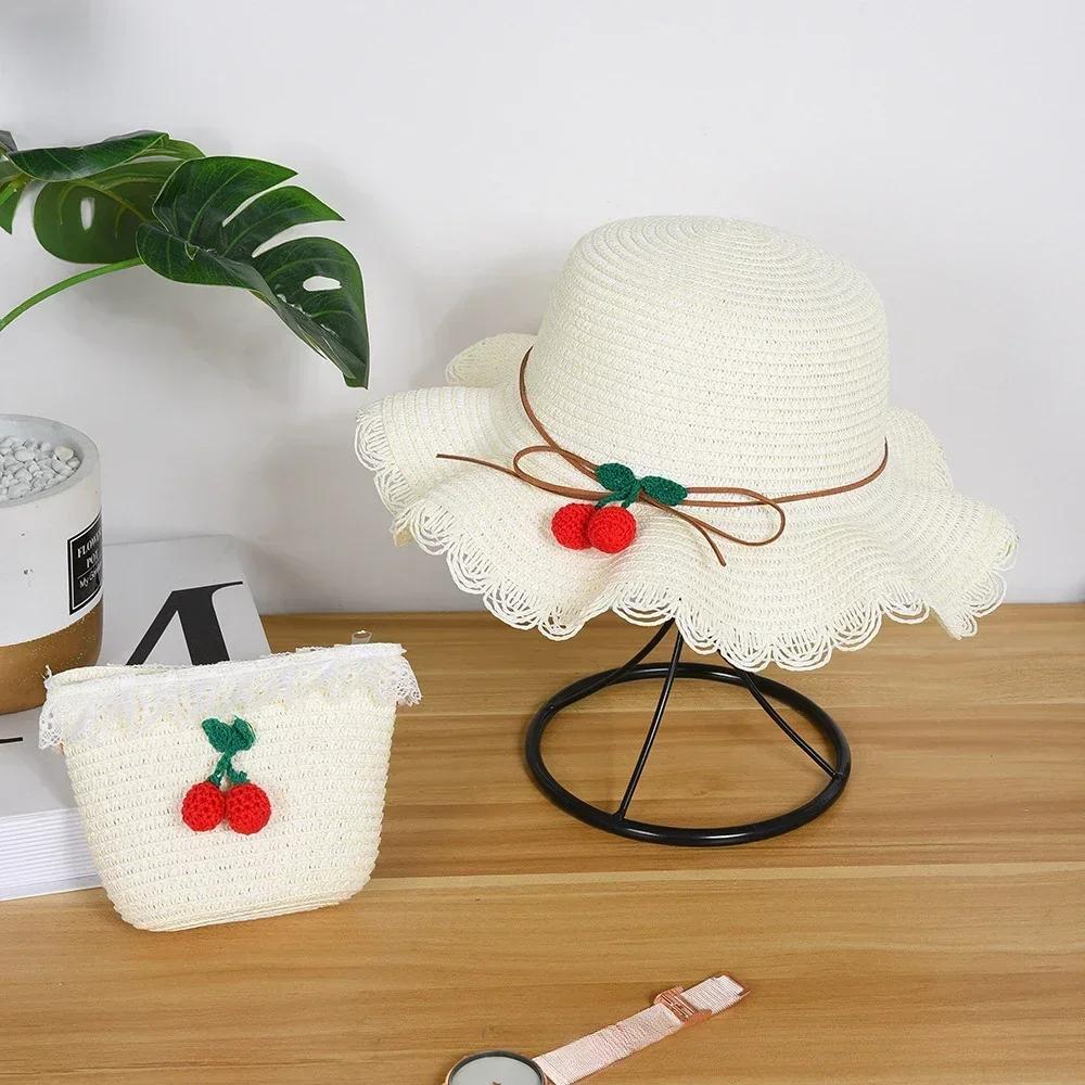 Детская шляпа для девочек 2-7 лет, соломенная детская солнцезащитная кепка, сумка, летняя детская дорожная солнцезащитная пляжная шляпа, солнцезащитная шляпа-панама, модный стиль