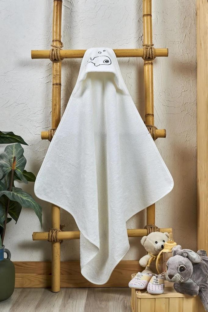 Bamboo Fish Embroidered Baby Towel Swaddle and Bathrobe Set Turkish High Quality,Luxury, Super Soft, Great Absorbent 75x75cm