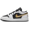 Air 1 Low GS Gold Swoosh Kids Sneakers White Black Metallic-Gold 553560-172