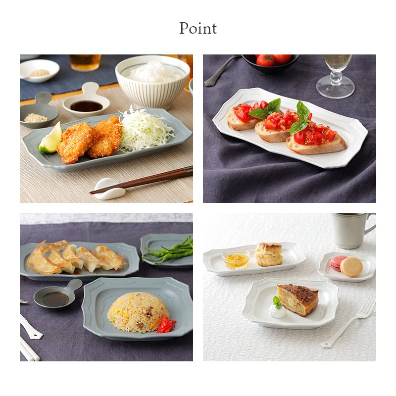 EAST table Rectangular Matte Gray Plate, 22.5cm, Classic,