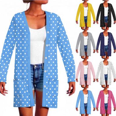 Женский кардиган с длинным рукавом, повседневная куртка с карманами, топ