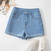 Dimanaf Plus Size Women 2025 Shorts Pants Summer Loose Jeans Short Basic Harem High Waist Pants Elastic Waist