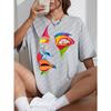 Painted Lady Face Personality Design Print T Shirt Female Street Comfortable T-Shirt