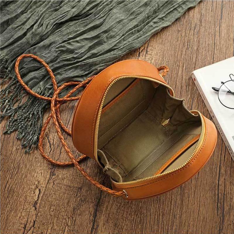 Johnature Простая маленькая круглая сумка из натуральной кожи, женские сумки из натуральной яловой кожи на плечо и через плечо