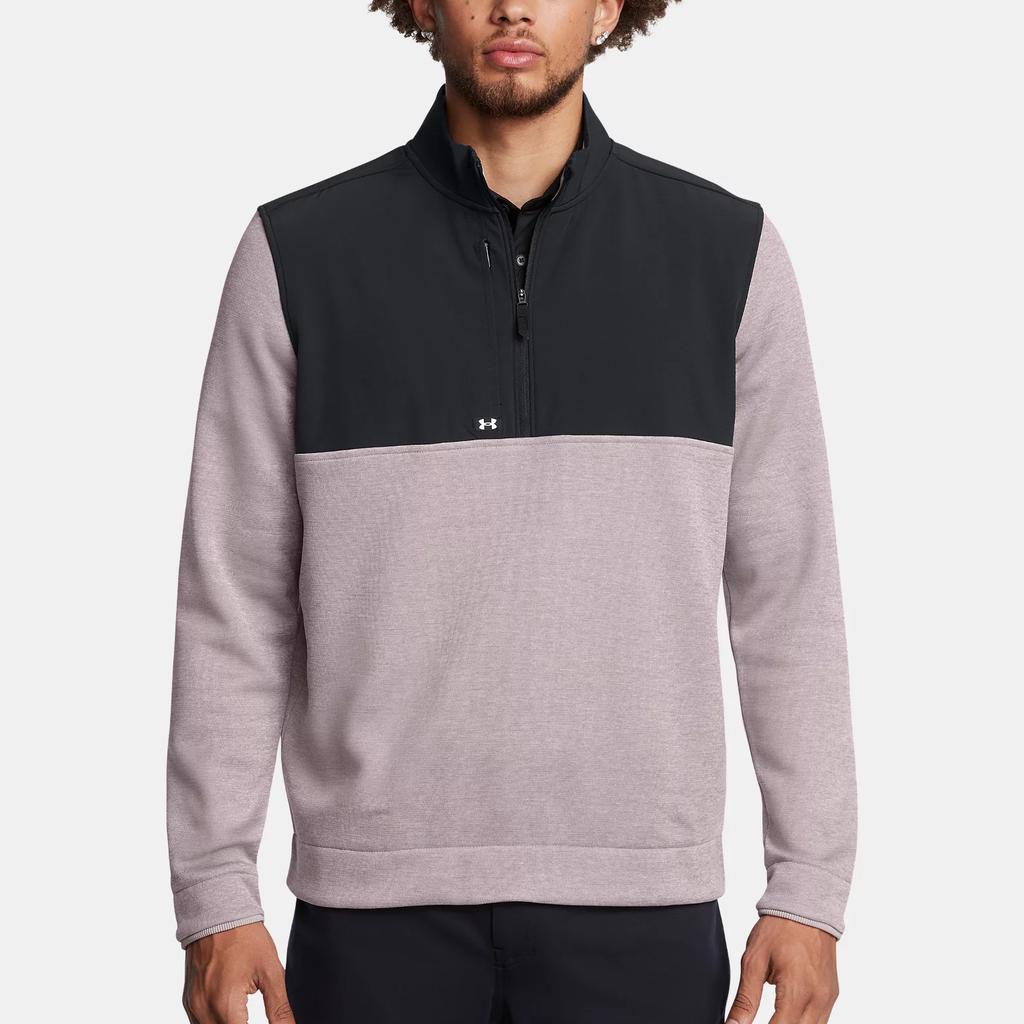 Under Armour Storm FW24 Drive Свитер Флис Колорблок Модный Удобный Колледж Стиль Водонепроницаемая Толстовка с Капюшоном Мужская толстовка Серая 1387121-015