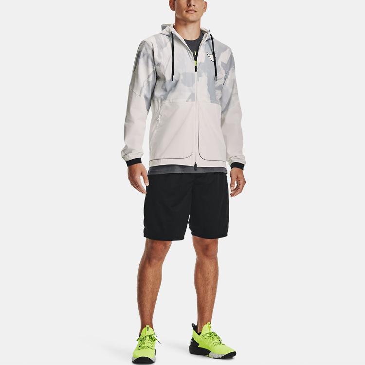 Under Armour Project Rock Zip Hoodie Тренировочная куртка Мужская верхняя одежда Агат-белый 1362759-112
