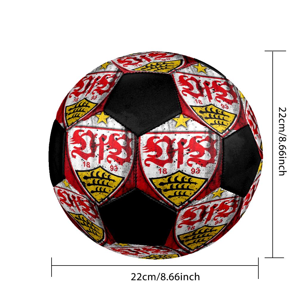 Футбольный мяч для зала VfB Stuttgart Цветной Машинная строчка ПВХ Размер 5 Готов к командным тренировкам и соревнованиям Прочный Высокий отскок Крутой спортивный подарок