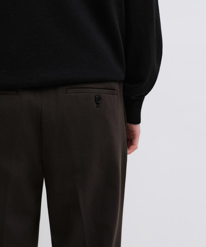 MUSINSA STANDARD Semi-Wide Hidden Banding Slacks [Dark Brown]