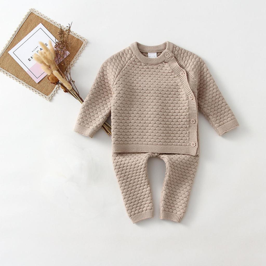 Комплекты одежды для маленьких мальчиков, весенний мягкий вязаный хлопковый свитер для маленьких мальчиков + брюки, детская одежда
