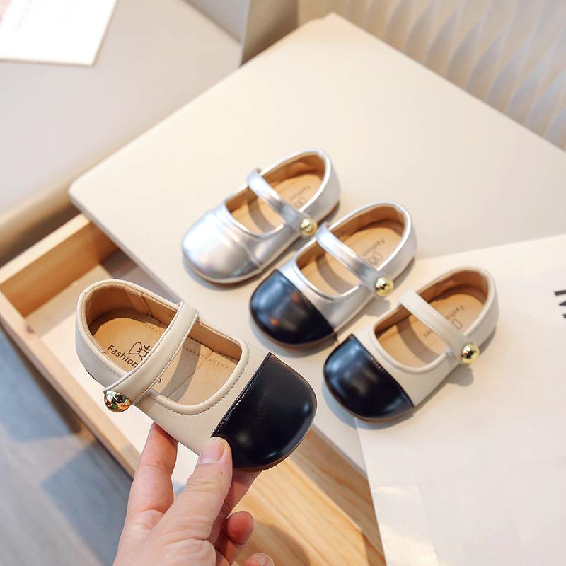 Повседневная обувь для девочек в корейском стиле, разноцветная, универсальная, мягкая, детская обувь из ПУ, простая, новая детская кожаная обувь, весна-осень 2024