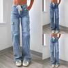 Women's High Waist Washed Women's Jeans Fashionable Versatile Straight Leg Pants