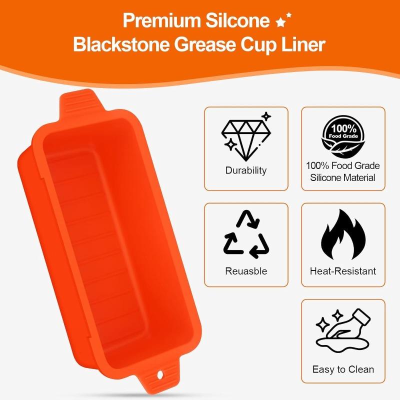 1PC Silicone Grease Cup Liner BBQ Grease Tray, Durable Drip Tray Blackstone Baking Tray Accessories