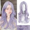 WTB Лоб кружево большая волна синтетический парик женский пушистый гладкий серый фиолетовый праздничный косплей ежедневный большая волна длинные волосы парик