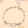 Pure Silver S999 Sterling Silver Heart-to-heart Bracelet, Simple and Sweet Bracelet, Romantic Gift for Girlfriend On Valentine's Day