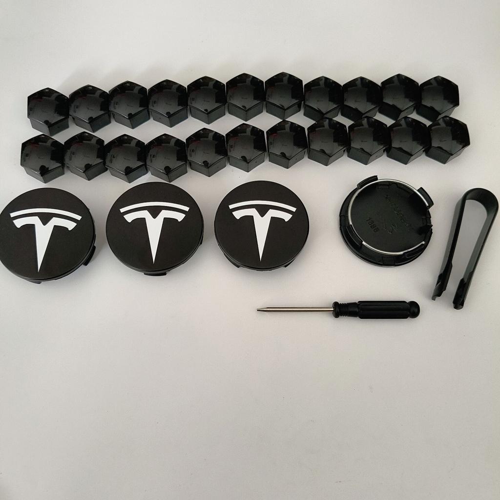 26PCS 30PCS Wheel Centerfor Tesla Model 3 Model Y 2025 Model Y Juniper Car Hub Decorative Caps Badge Lug Nut Protective Cover