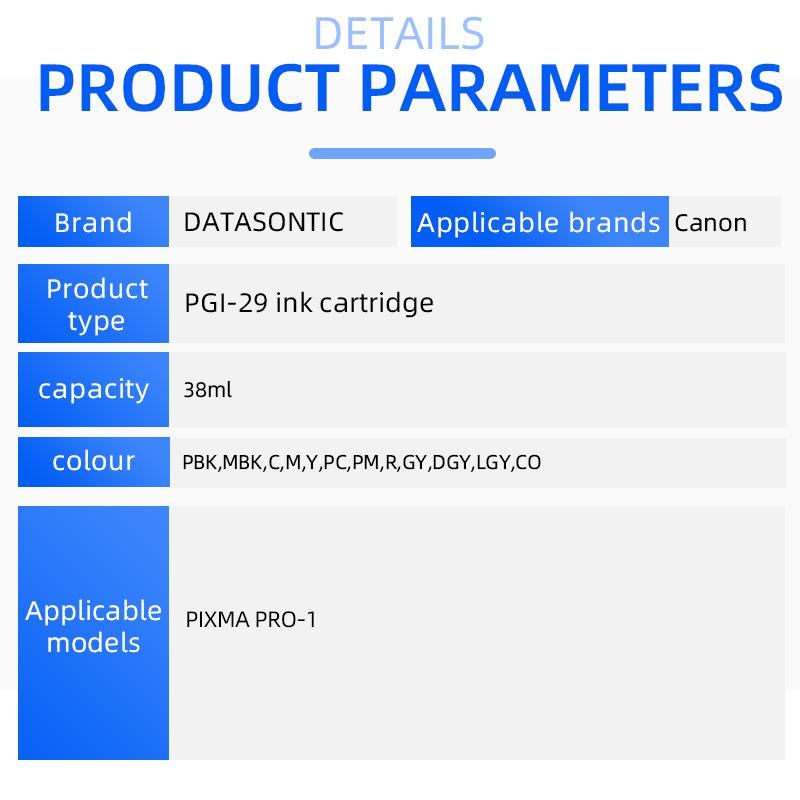 PGI-29 PGI29 Pgi29 Compatible Ink Cartridge With Pigment Ink For Canon PIXMA PRO-1 Pro1 Pro-1 Printer (12 Colors Available)