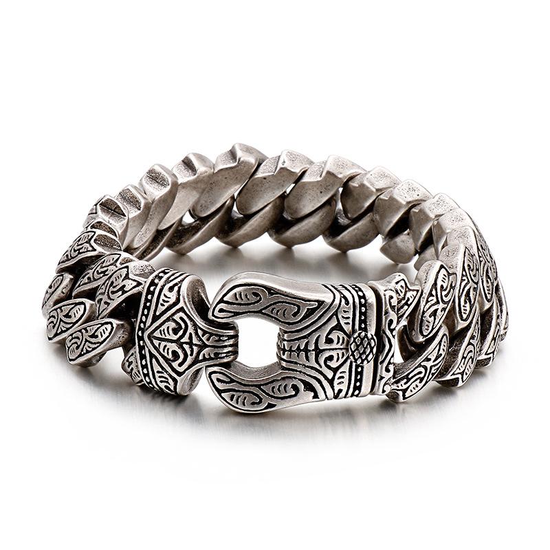 316L Titanium Steel Vintage Snap Button Bracelet - Punk Rock Hip Hop Style for Men