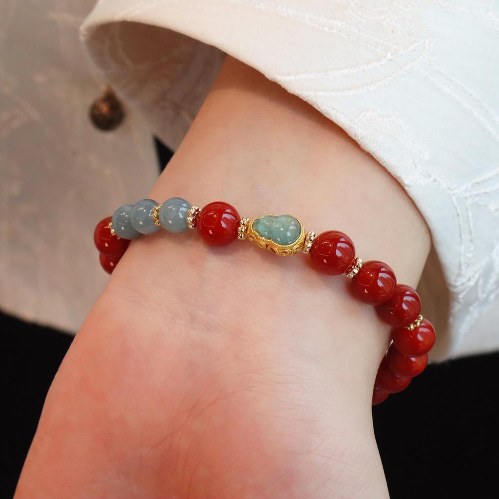 Natural Nanhong Agate Bracelet Fashion Women Daily Jewelry Lucky Gift