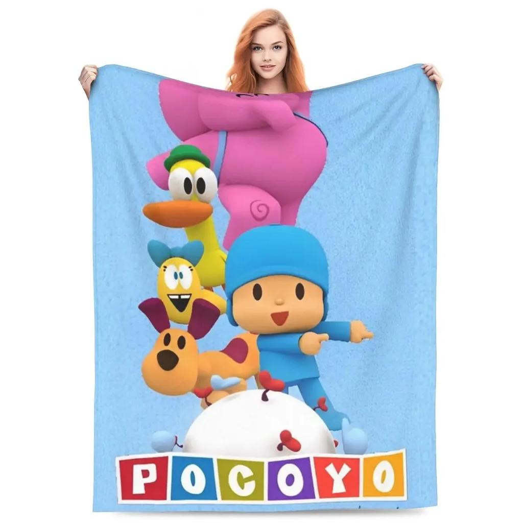 Cute Cartoon PPOCOYO Anime Printed Blanket Picnic Flannel Throw Blanket For Bedroom Warm Soft Custom DIY Quality Bedspread Gift