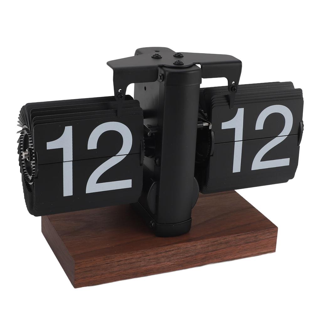 Flip Desk Clock Vintage 24 Hours Anti Slip Base Rotary Knob Adjustable Battery Powered Digital Flip