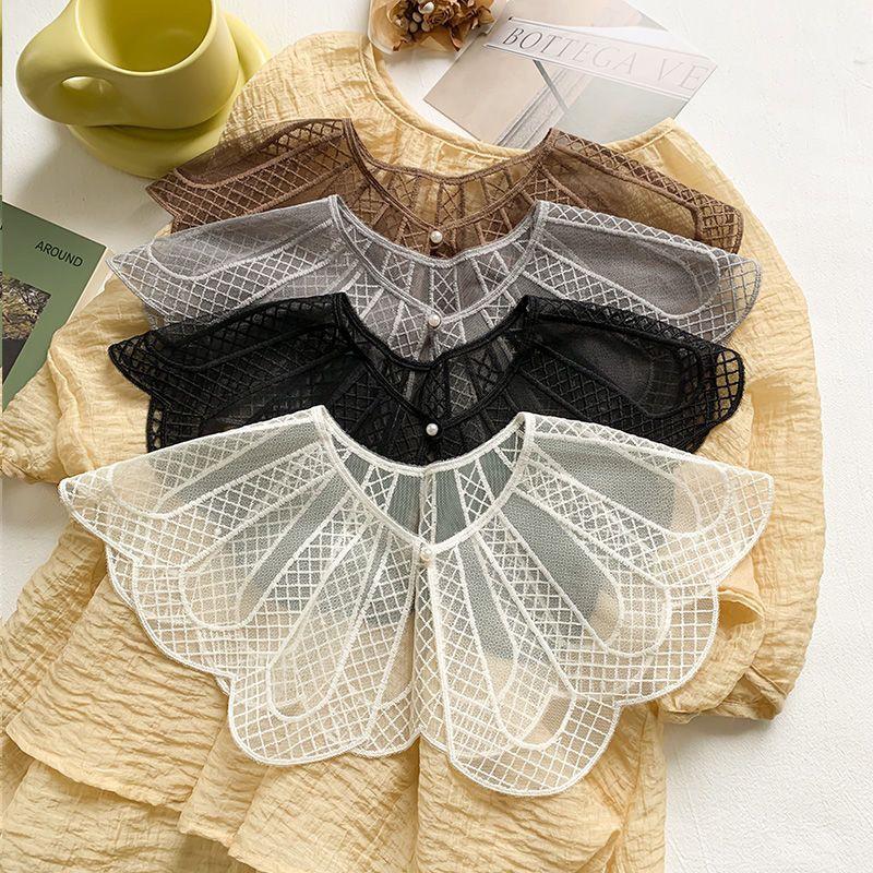 Shawl Decorative Large Collar Lace Cape Hollow Lace Fake Collar Versatile Decorative Silk Scarf Collar Shawl Neck Protection